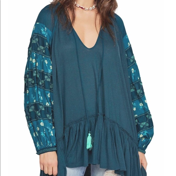 💕x4HP💕Free People mix it up tunic teal dress - Picture 7 of 13